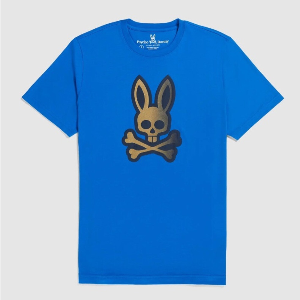 Psycho Bunny 100% Pima cotton crew neck blue t shirt